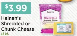 Heinen's Heinen's Shredded or Chunk Cheese offer