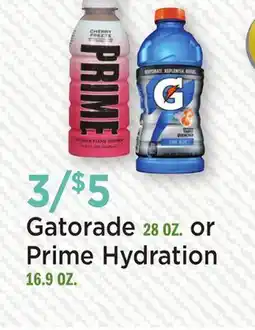 Heinen's Gatorade 28 OZ. or Prime Hydration 16.9 OZ offer