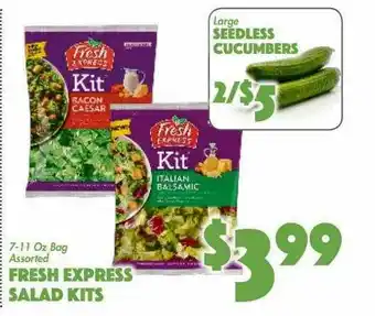 The Food Emporium Seedless Cucumbers, Fresh Express Salad Kits offer