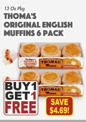 The Food Emporium Thomas' Original English Muffins 6 Pack offer