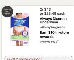 Walgreens Always Discreet Underwear offer