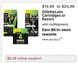 Walgreens GilletteLabs Cartridges or Razors offer
