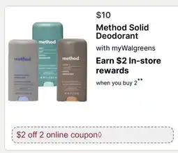 Walgreens Method Solid Deodorant offer