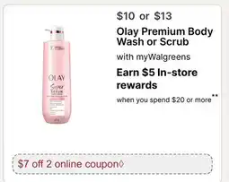 Walgreens Olay Premium Body Wash or Scrub offer