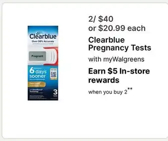 Walgreens Clearblue Pregnancy Tests offer
