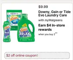 Walgreens Downy, Gain or Tide Evo Laundry Care offer
