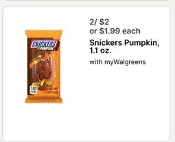 Walgreens Snickers Pumpkin, 1.1 oz offer