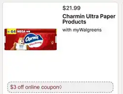 Walgreens Charmin Ultra Paper Products offer