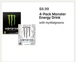 Walgreens 4 - Pack Monster Energy Drink offer