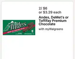 Walgreens Andes, DeMet's or Toffifay Premium Chocolate offer