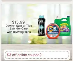 Walgreens Downy, Gain or Tide Laundry Care offer