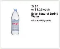 Walgreens Evian Natural Spring Water offer