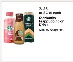 Walgreens Starbucks Frappuccino or Drink offer