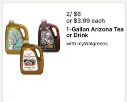 Walgreens 1-Gallon Arizona Tea or Drink offer