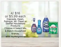 Walgreens Cascade, Dawn, Febreze, Mr. Clean or Swiffer Household Products offer