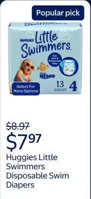 Walmart Huggies Little Swimmers Disposable Swim Diapers, (Select for More) offer
