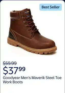 Walmart Goodyear Men's Maverik Steel Toe Work Boots offer