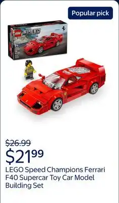 Walmart LEGO Speed Champions Ferrari F40 Supercar, Toy Car Model Building Set, Ferrari Gift Idea, 76934 offer