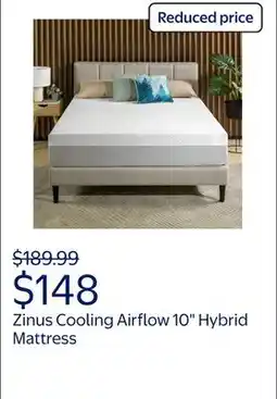Walmart Zinus Cooling Airflow 10 Hybrid Mattress in a Box, Adult, Queen offer