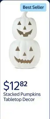 Walmart Stacked Pumpkins Tabletop Decor, White, 11.25, Halloween by Way To Celebrate offer
