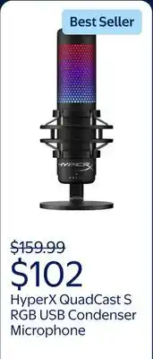 Walmart HyperX QuadCast S RGB USB Condenser Microphone - Black offer