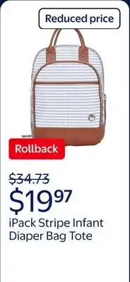Walmart iPack Stripe Infant Diaper Bag Tote, Multi-Color offer
