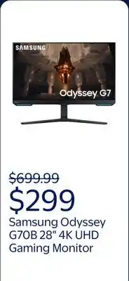 Walmart Samsung Odyssey G70B 28 4K UHD IPS 144Hz 1ms G-Sync Compatible Gaming Monitor - LS28BG702ENXGO offer