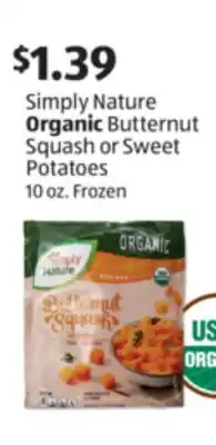 Aldi Simply Nature Organic Butternut Squash or Sweet Potatoes offer