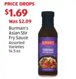 Aldi Burman's Asian Stir Fry Sauce offer