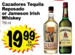 Superior Grocers Cazadores Tequila Jameson Irish or Jameson Irish Whiskey, 750 ml offer