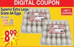 Superior Grocers Superior Extra Large Grade AA Eggs offer