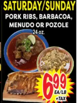 Superior Grocers RIBS, PORK RIBS, BARBACOA, MENUDO OR POZOLE offer