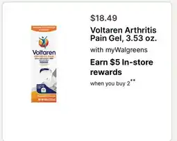 Walgreens Voltaren Arthritis Pain Gel, 3.53 oz offer