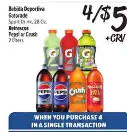 El Super Fresh Gatorade Sport Drink 28 Oz. Pepsi or Crush 2 Liters offer