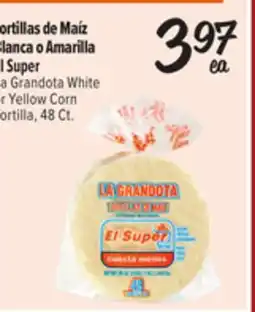El Super Fresh La Grandota White or Yellow Corn Tortilla offer