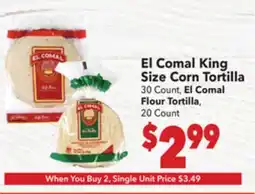 Vallarta Supermarkets El Comal King Size Corn Tortilla offer