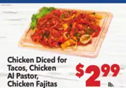 Vallarta Supermarkets Chicken Diced for Tacos, Chicken Al Pastor, Chicken Fajitas offer