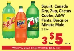 Vallarta Supermarkets Squirt, Canada Dry, 7up, Cactus Cooler, A & W Fanta, Barqs or Minute Maid offer