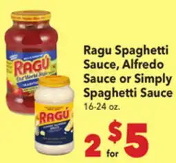 Vallarta Supermarkets Ragu Spaghetti Sauce, Alfredo Sauce or Simply Spaghetti Sauce offer