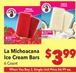 Vallarta Supermarkets La Michoacana Ice Cream Bars offer