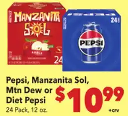 Vallarta Supermarkets Pepsi, Manzanita Sol, Mtn Dew or Diet Pepsi offer