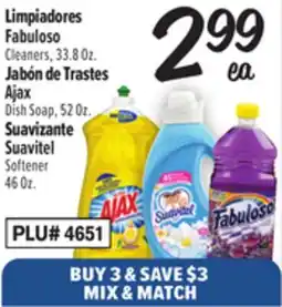 El Super Fabuloso Cleaners, 33.8 Oz., Ajax Dish Soap, 52 Oz., Suavitel Softener, 46 Oz offer