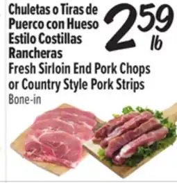 El Super Fresh Sirloin End Pork Chops or Country Style Pork Strips offer