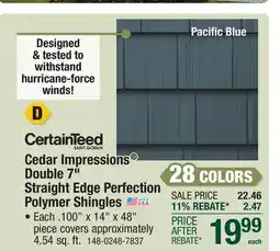 Menards Cedar Impression Double 7 Straight Edge Perfection Polymer Shingles offer