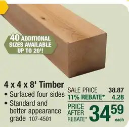 Menards 4 x 4 x 8' Timber offer