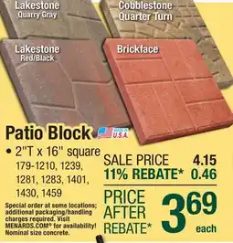 Menards Patio Block offer