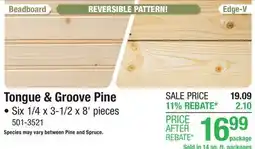 Menards Tongue & Groove Pine offer