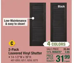 Menards 2-Pack Louvered Vinyl Shutter offer