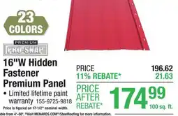 Menards 16W Hidden Fastener Premium Panel offer