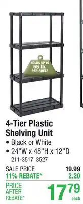 Menards 4-Tier Plastic Shelving Unit offer